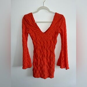 Bebe Bold Orange Textured Dress